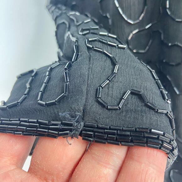 Vintage Beaded Cocktail Dress Size 2X Black Gold‎ Sequins B2 & US by Marx & John - Picture 12 of 15